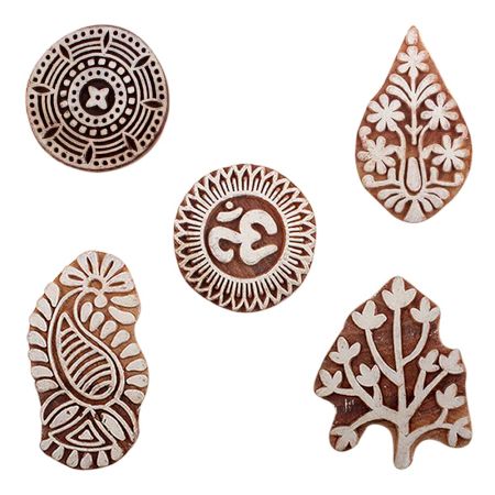 Set of 5 Piece New Mix Wooden Printing Blocks